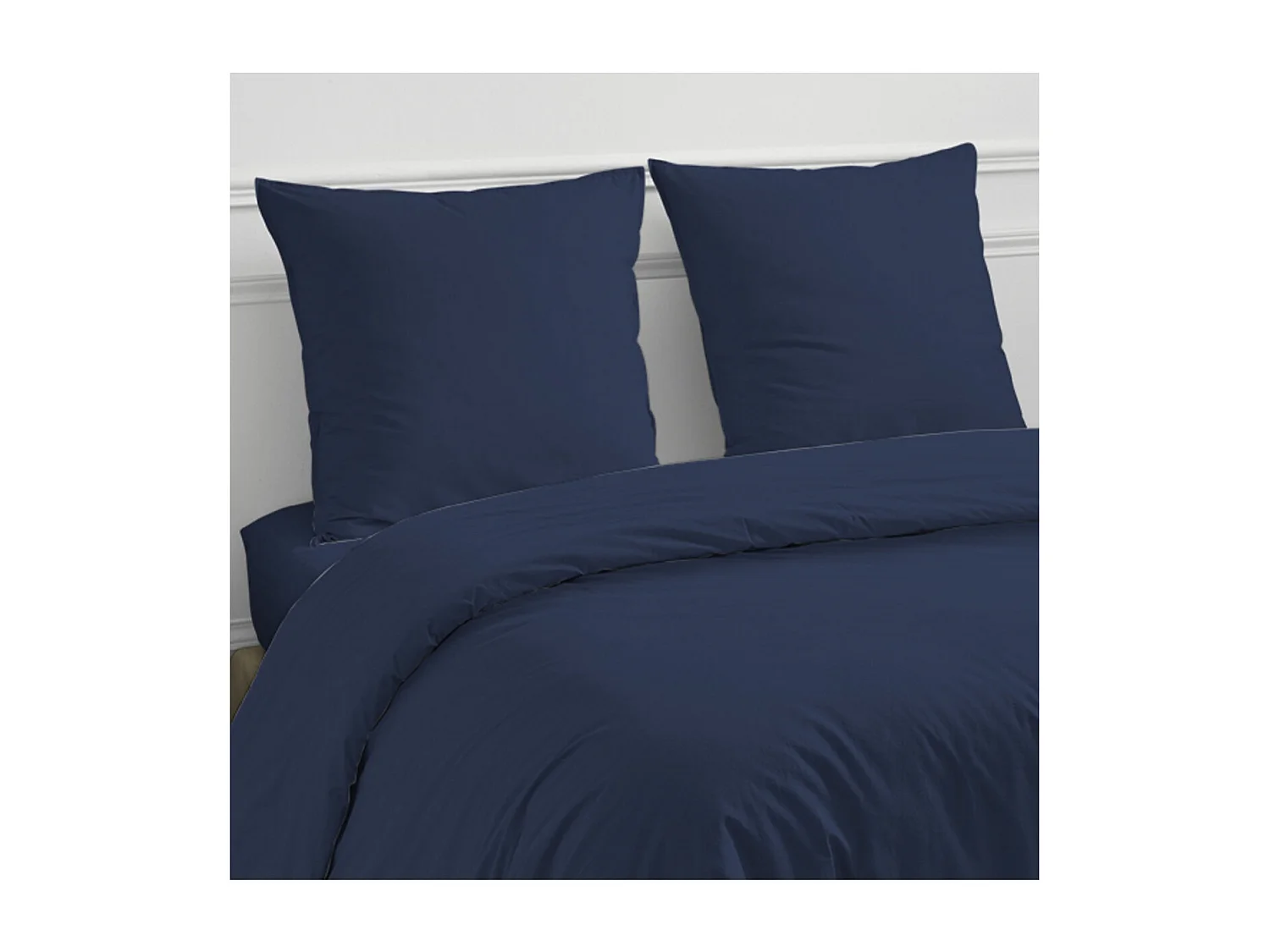 Drap housse en coton 57 fils uni bonnet 25cm bleu 140x200cm