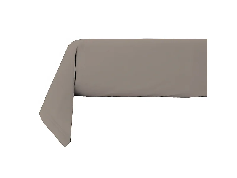Taie traversin en coton 57 fils unie taupe 85x185cm
