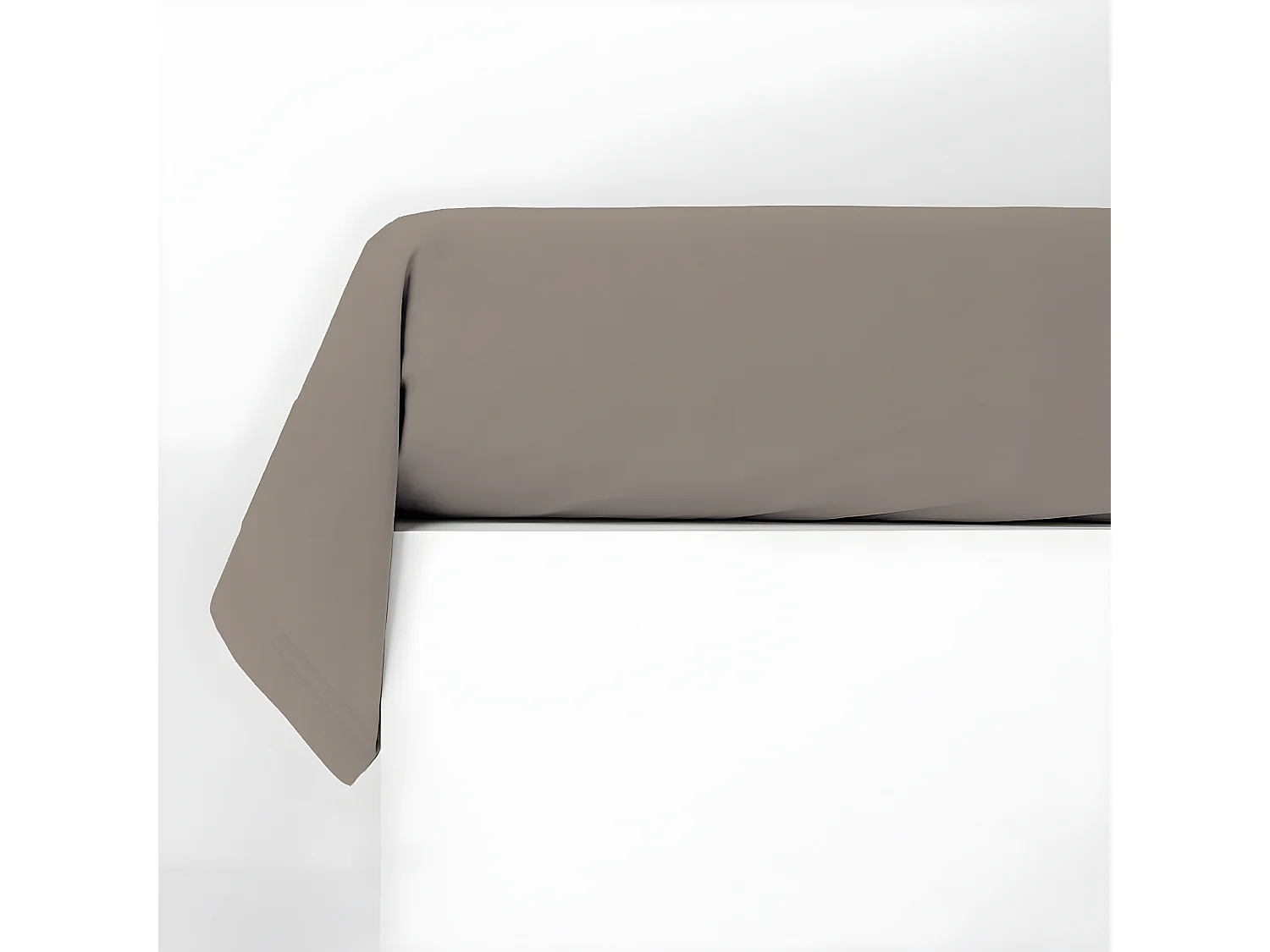 Taie traversin en coton 57 fils unie taupe 85x185cm