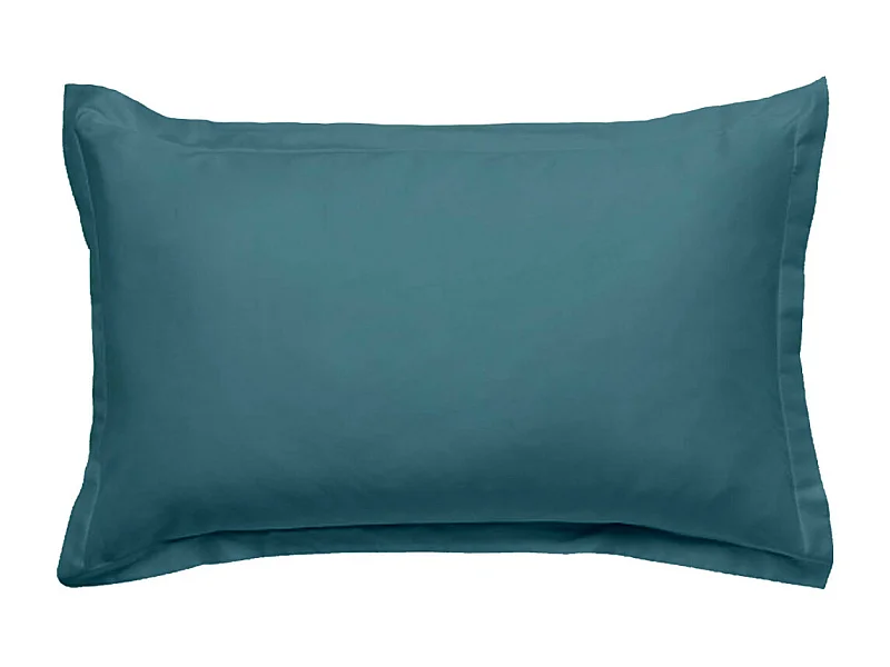 Taie d'oreiller en coton 57 fils unie canard 50x70cm