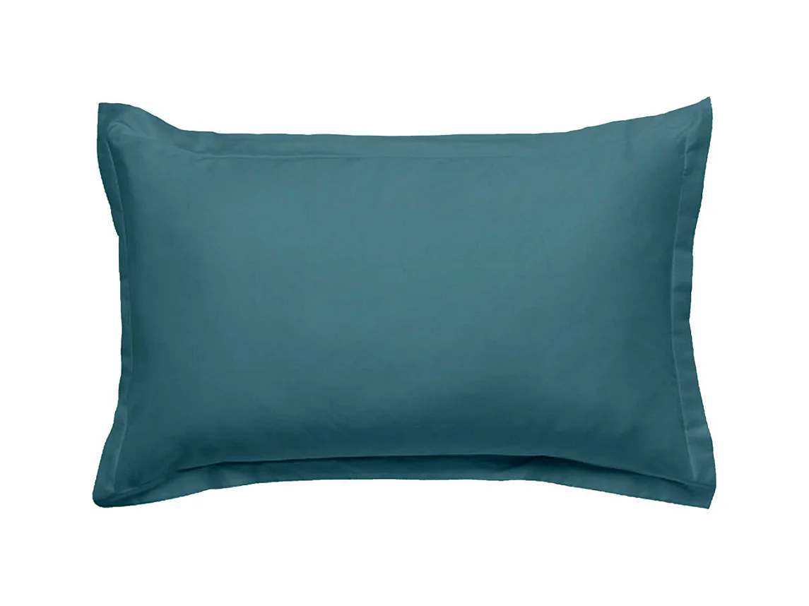Taie d'oreiller en coton 57 fils unie canard 50x70cm