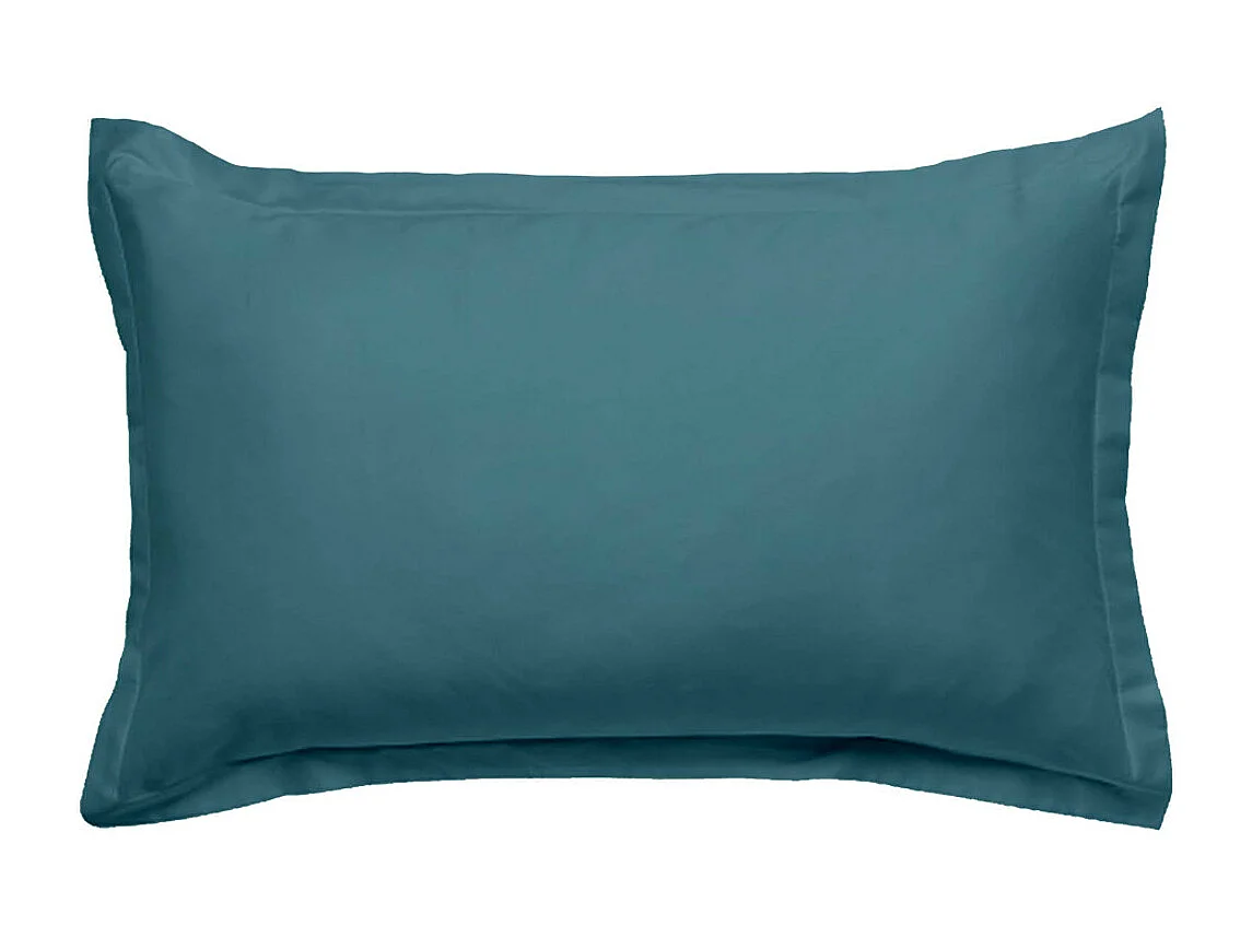 Taie d'oreiller en coton 57 fils unie canard 50x70cm