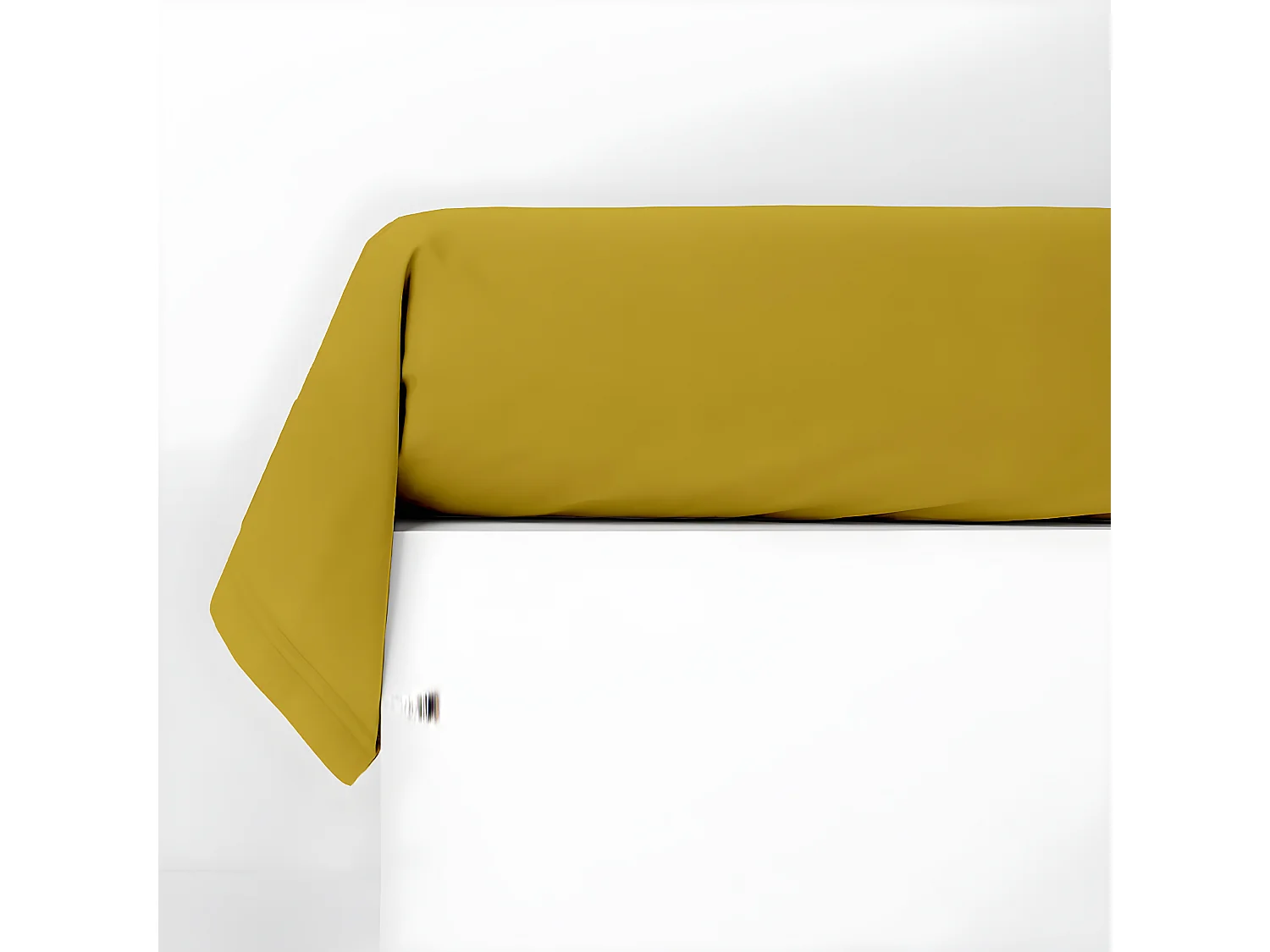 Taie traversin en coton 57 fils unie jaune mimosa jaune moutarde 85x185cm