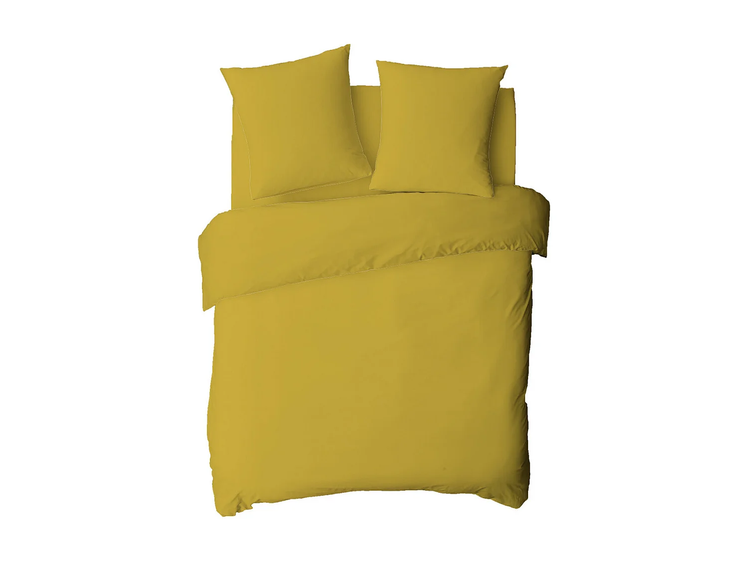 Housse de couette en coton 57 fils unie jaune moutarde 260x240cm