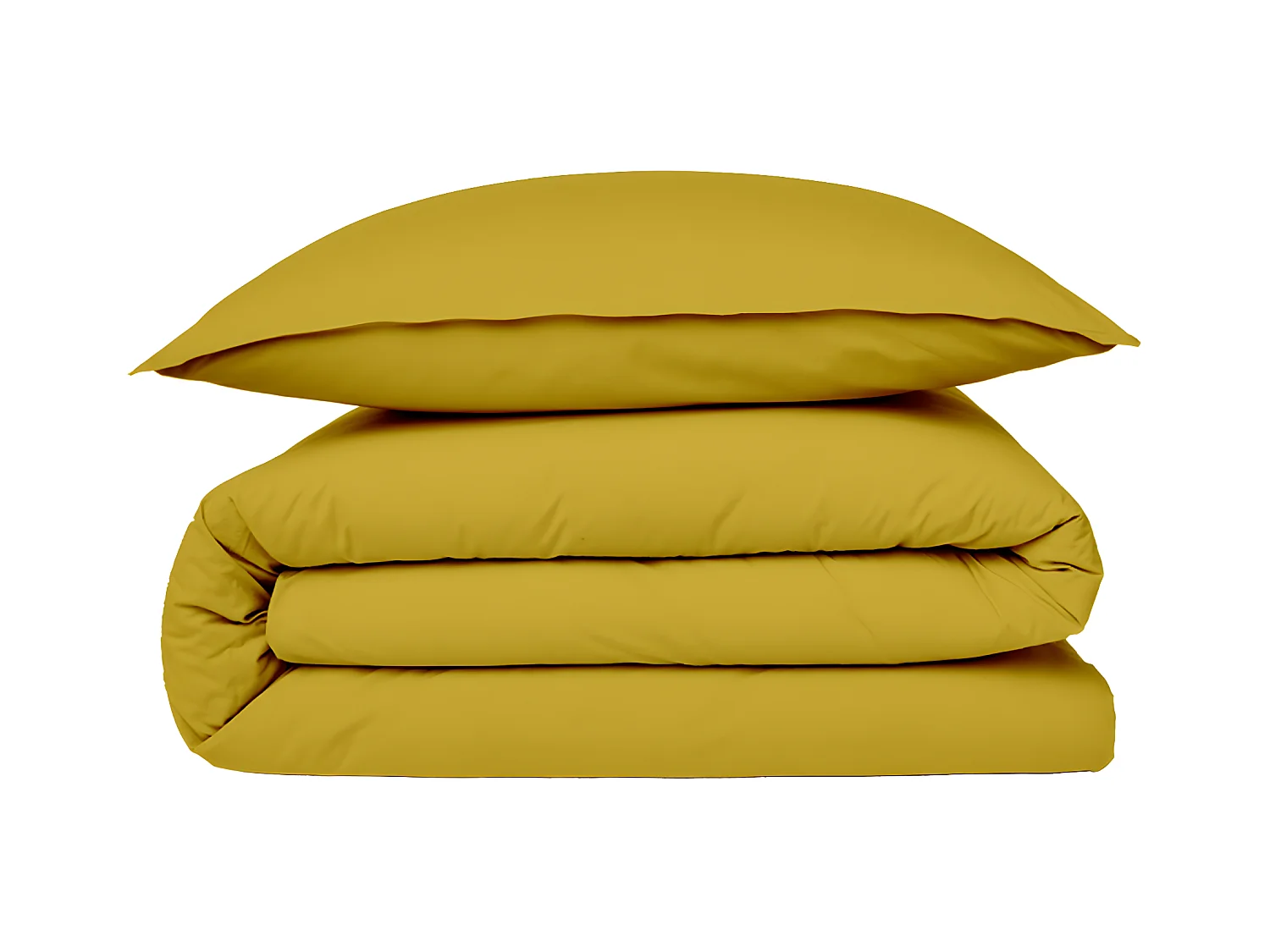 Housse de couette en coton 57 fils unie jaune moutarde 240x220cm