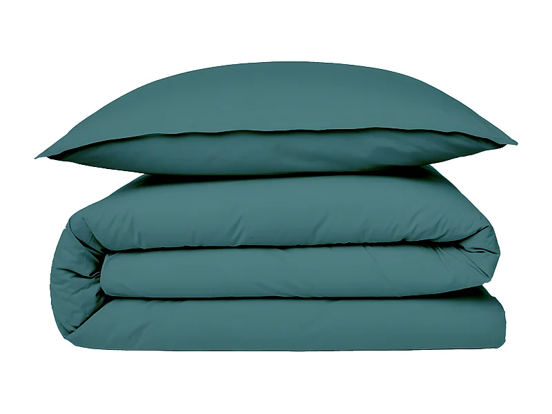 Housse de couette en coton 57 fils unie canard 240x220cm