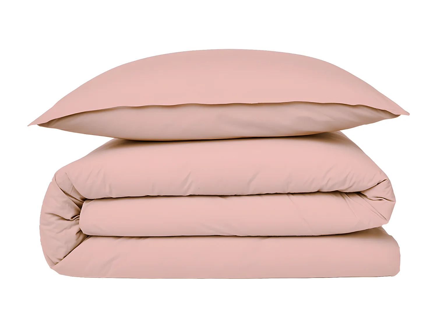 Housse de couette en coton 57 fils unie rose 200x200cm