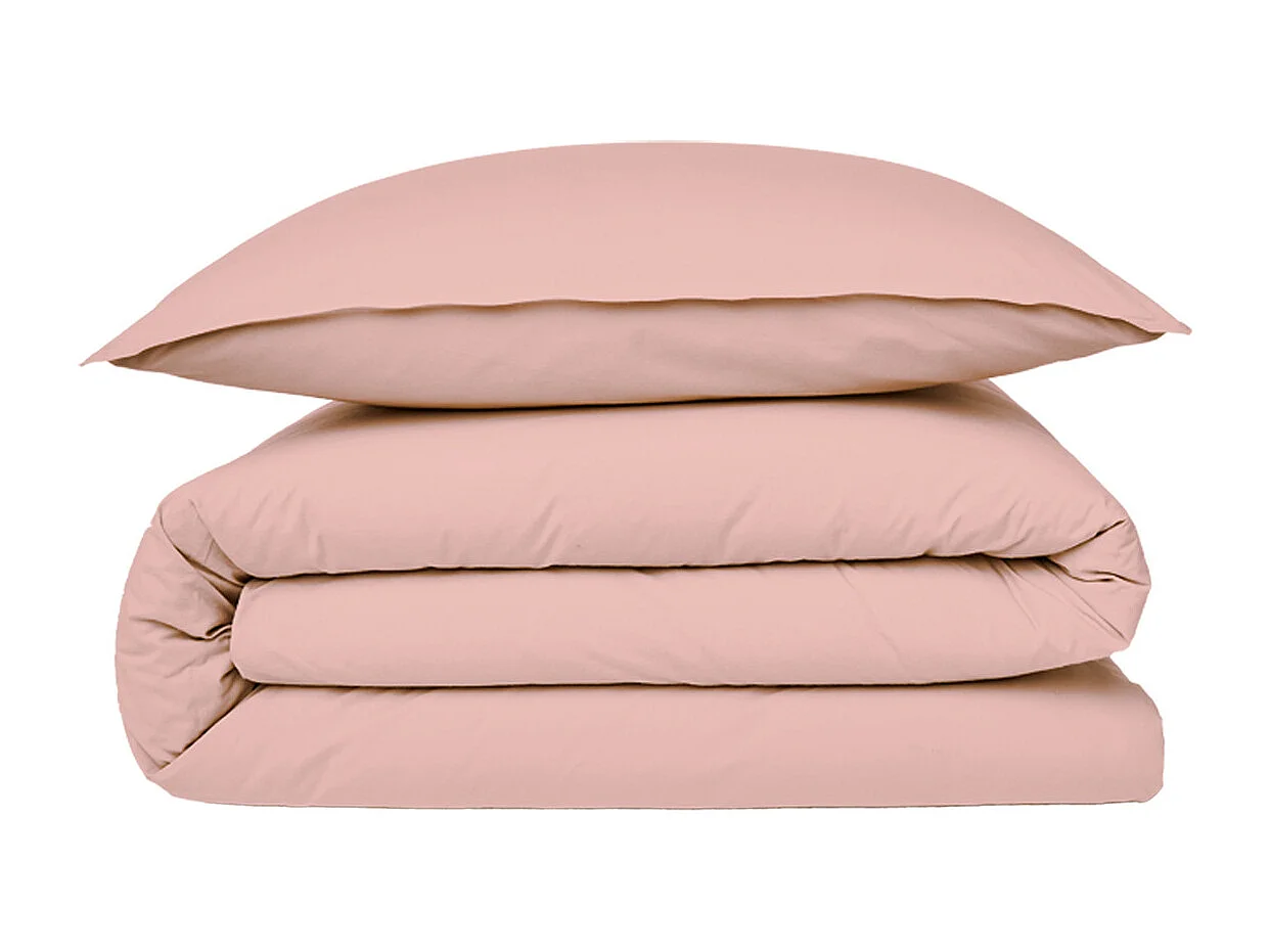 Housse de couette en coton 57 fils unie rose 200x200cm