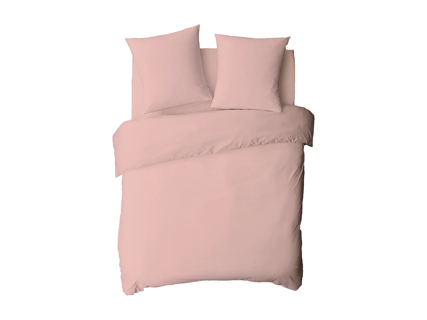 Housse de couette en coton 57 fils unie rose 200x200cm