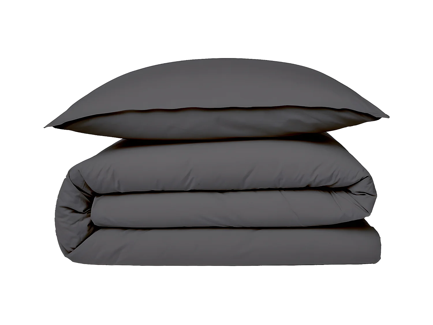 Housse de couette en coton 57 fils unie zinc 140x200cm