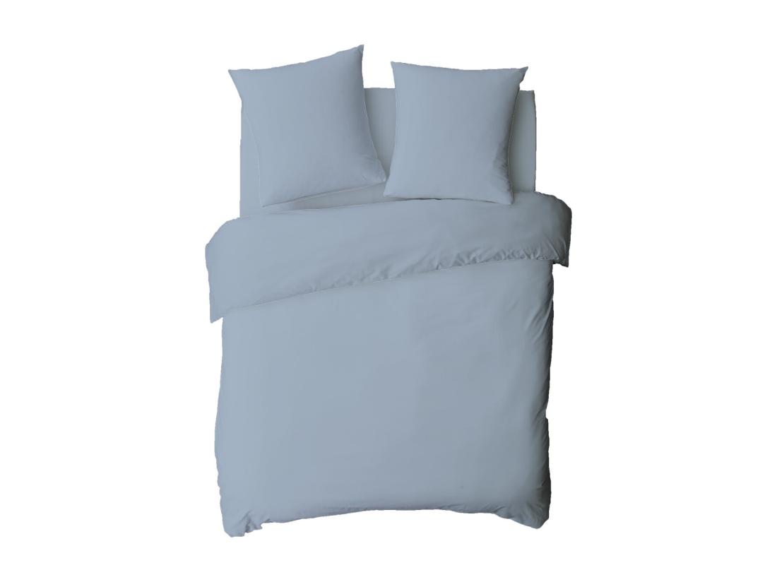 vente unique Housse de couette en coton 57 fils unie nuage 240x220cm