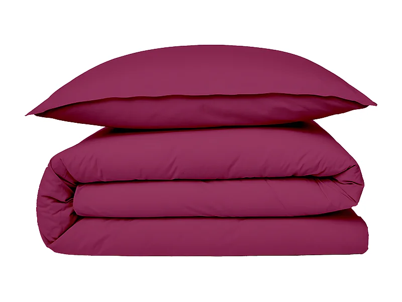 Housse de couette en coton 57 fils unie magenta 200x200cm