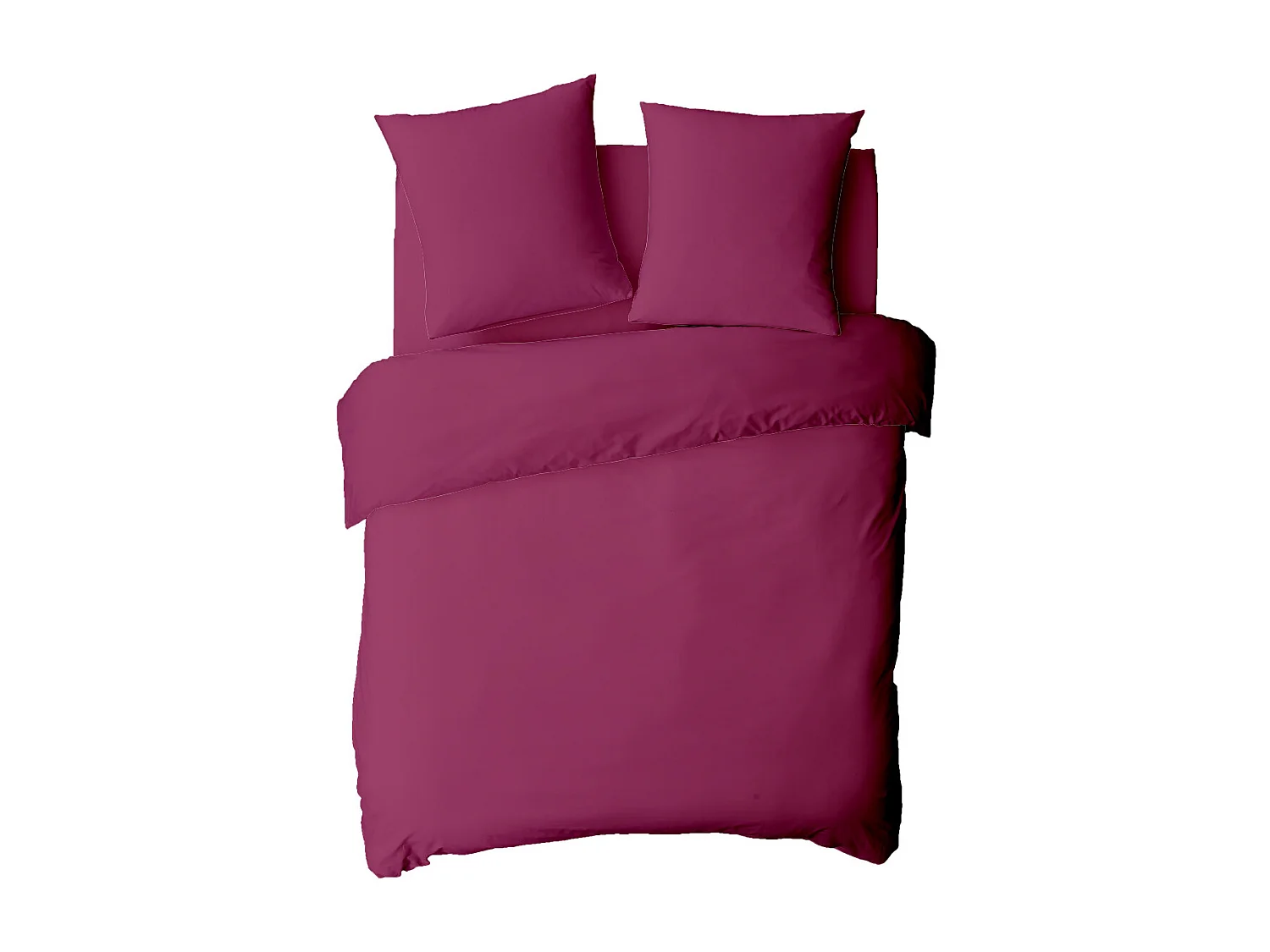 Housse de couette en coton 57 fils unie magenta 200x200cm