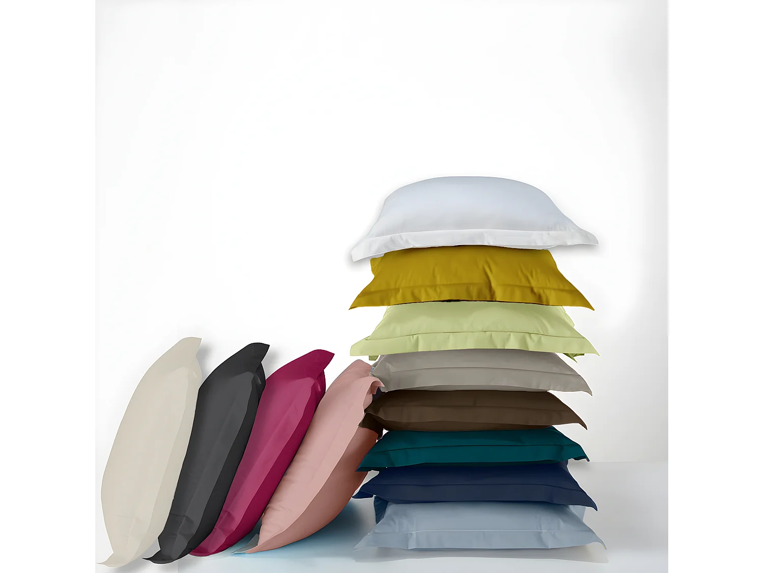 Housse de couette en coton 57 fils unie zinc 240x220cm