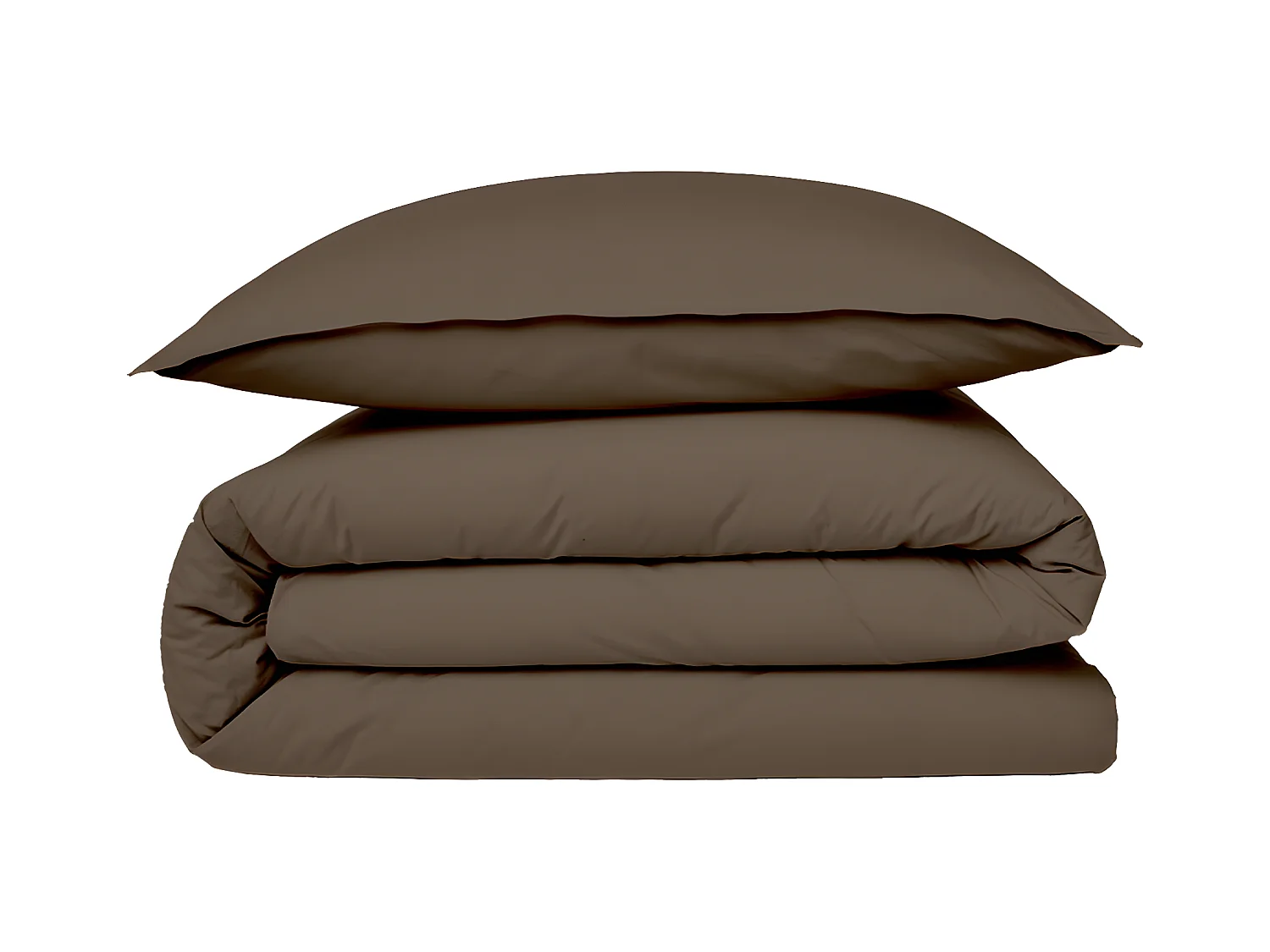 Housse de couette en coton 57 fils unie taupe 200x200cm