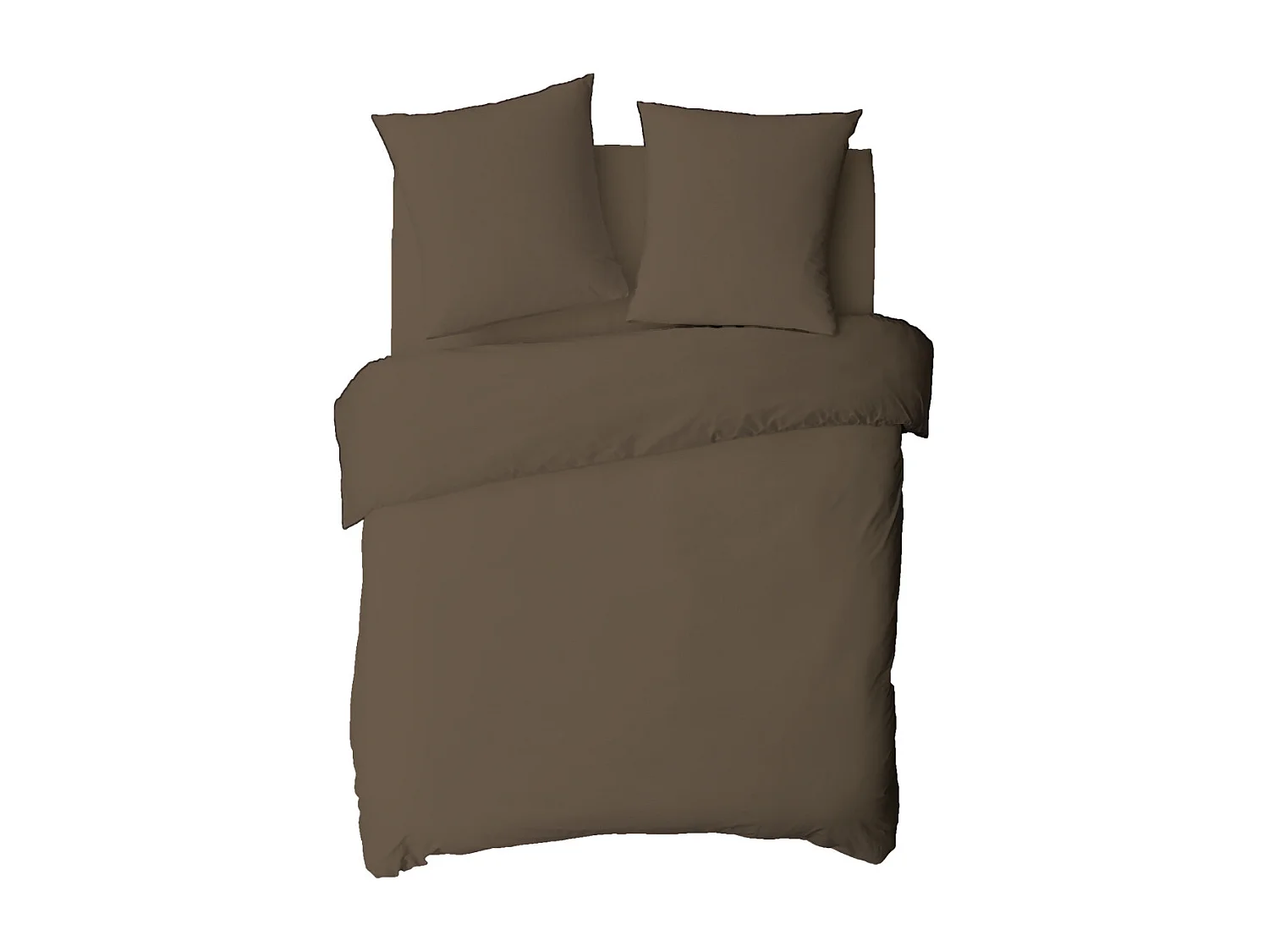 Housse de couette en coton 57 fils unie taupe 200x200cm