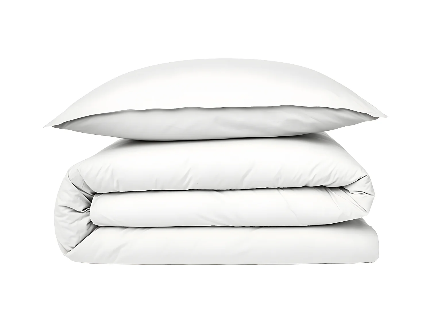 Housse de couette en coton 57 fils unie blanc 140x200cm