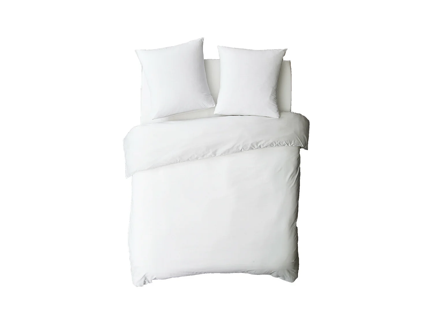 Housse de couette en coton 57 fils unie blanc 140x200cm