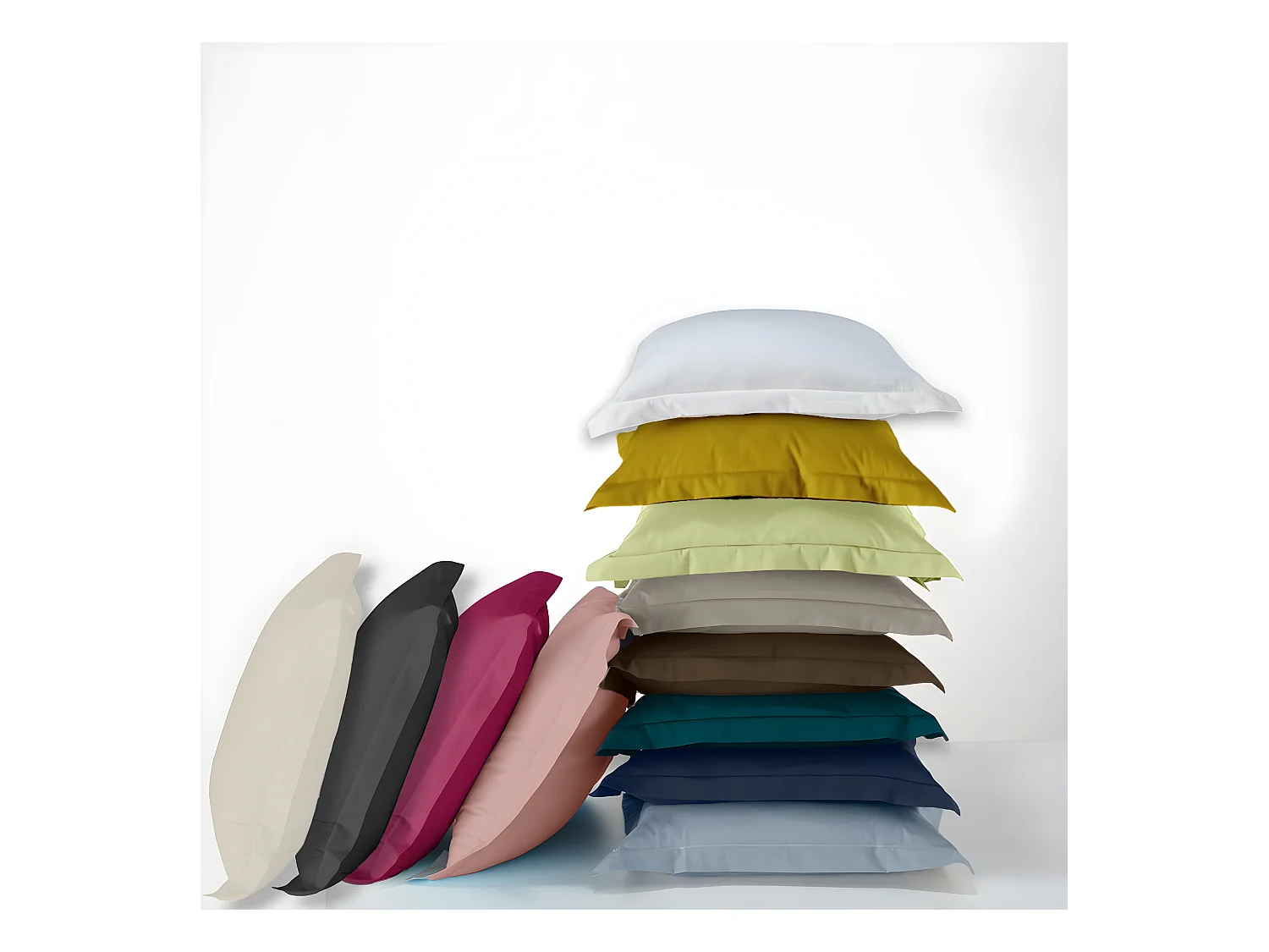 Housse de couette en coton 57 fils unie blanc 140x200cm