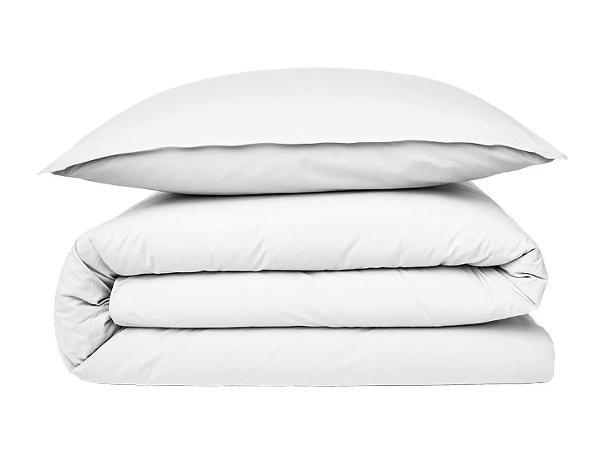 Housse de couette en coton 57 fils unie blanc 200x200cm