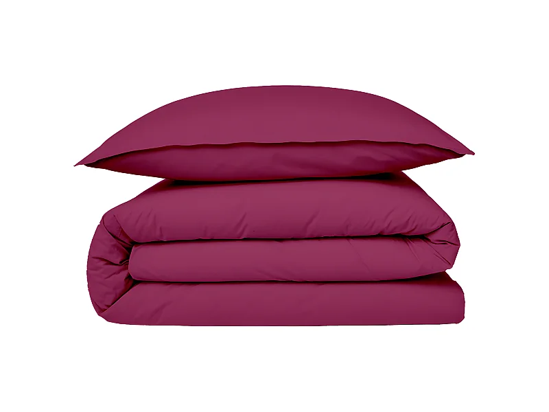 Housse de couette en coton 57 fils unie magenta 260x240cm