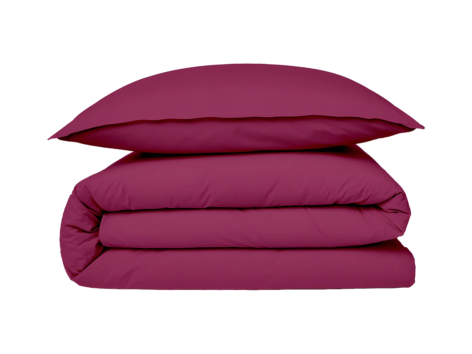Housse de couette en coton 57 fils unie magenta 260x240cm