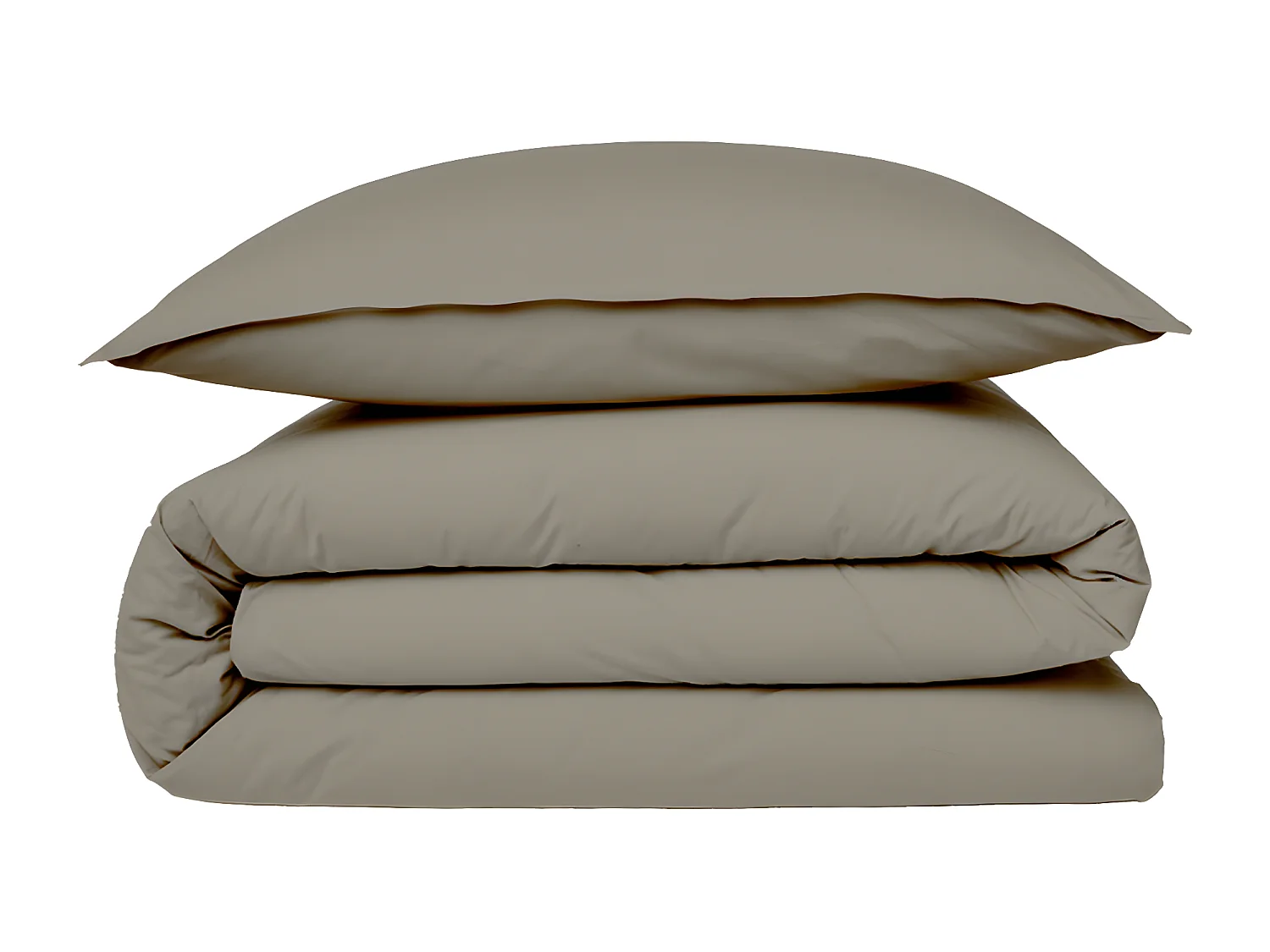 Housse de couette en coton 57 fils unie vison 260x240cm