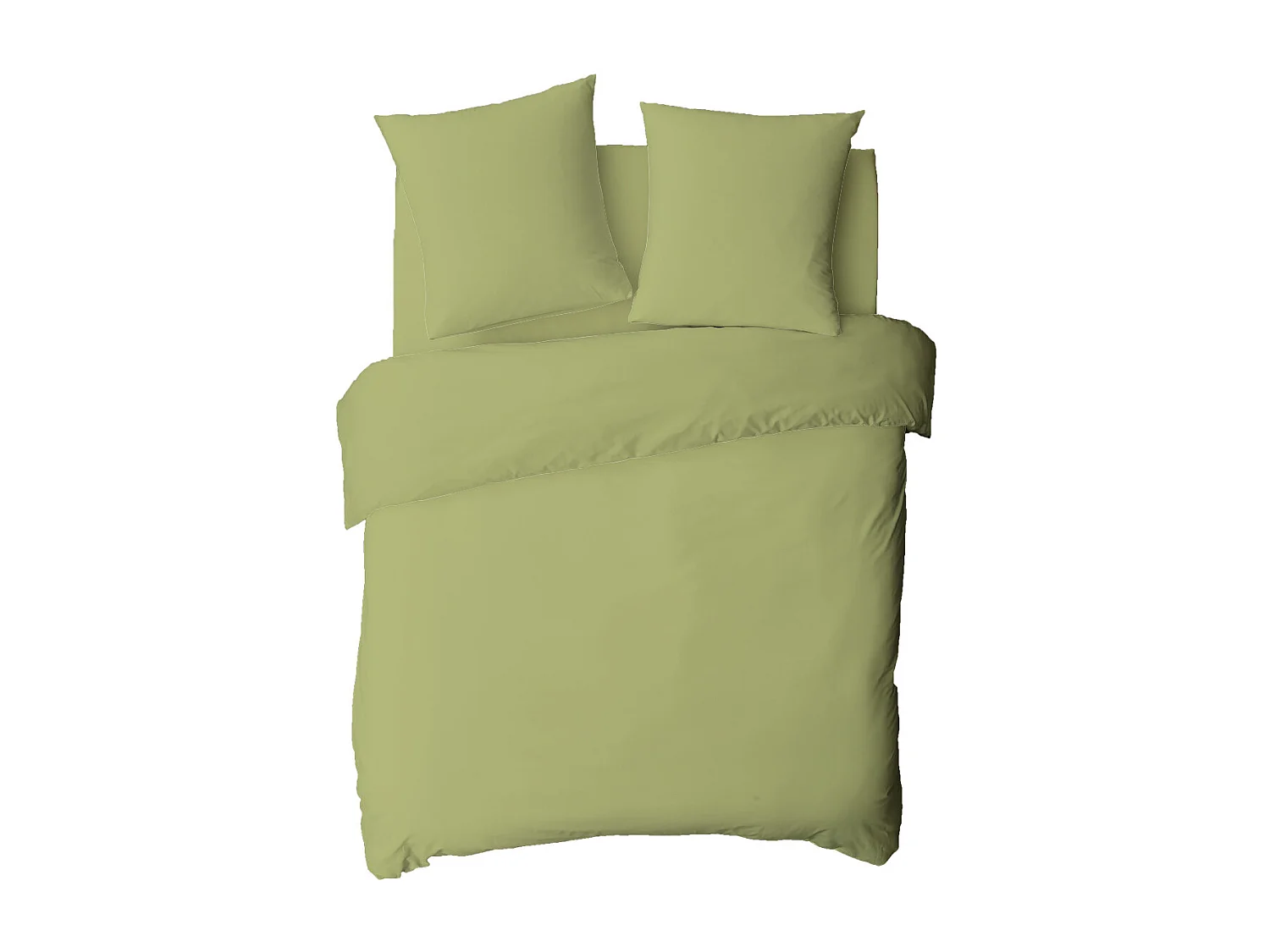 Housse de couette en coton 57 fils unie tilleul 200x200cm