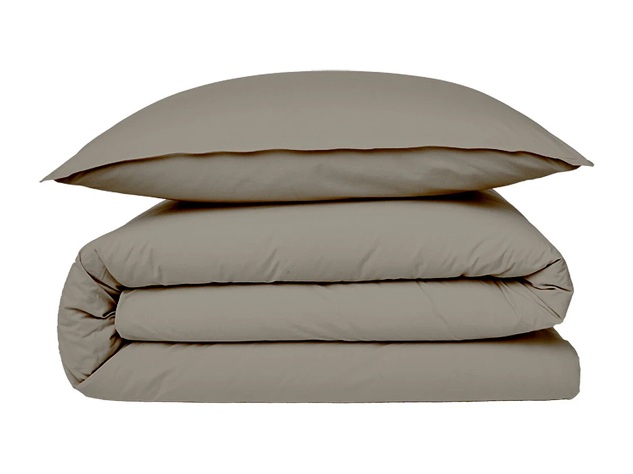 Housse de couette en coton 57 fils unie vison 200x200cm