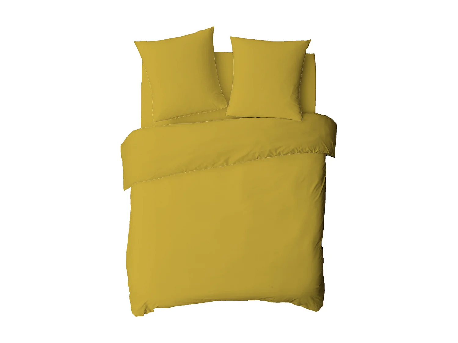 Housse de couette en coton 57 fils unie jaune moutarde 200x200cm