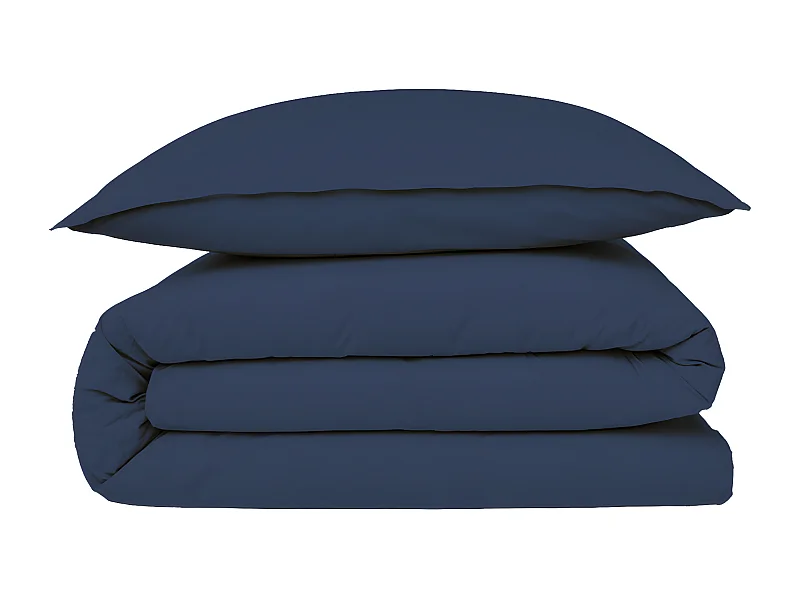 Housse de couette en coton 57 fils unie bleu 200x200cm