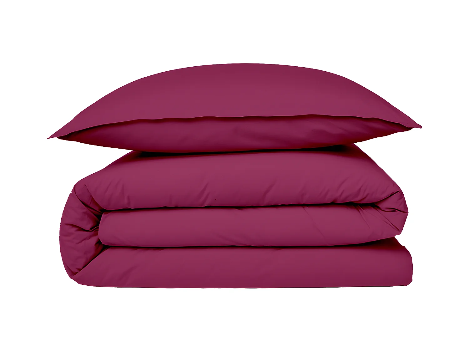 Housse de couette en coton 57 fils unie magenta 140x200cm