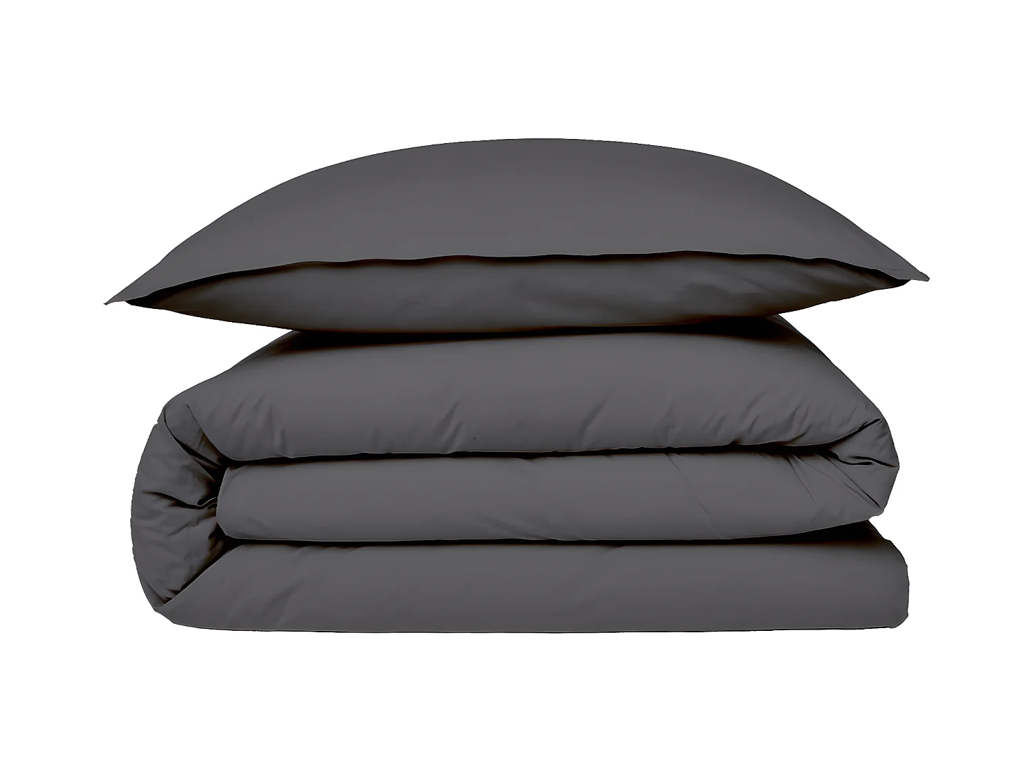 Housse de couette en coton 57 fils unie zinc 200x200cm