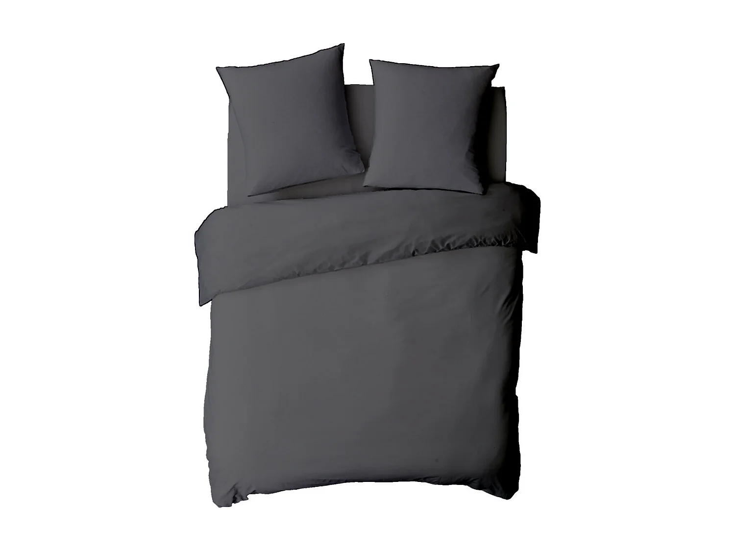 Housse de couette en coton 57 fils unie zinc 200x200cm