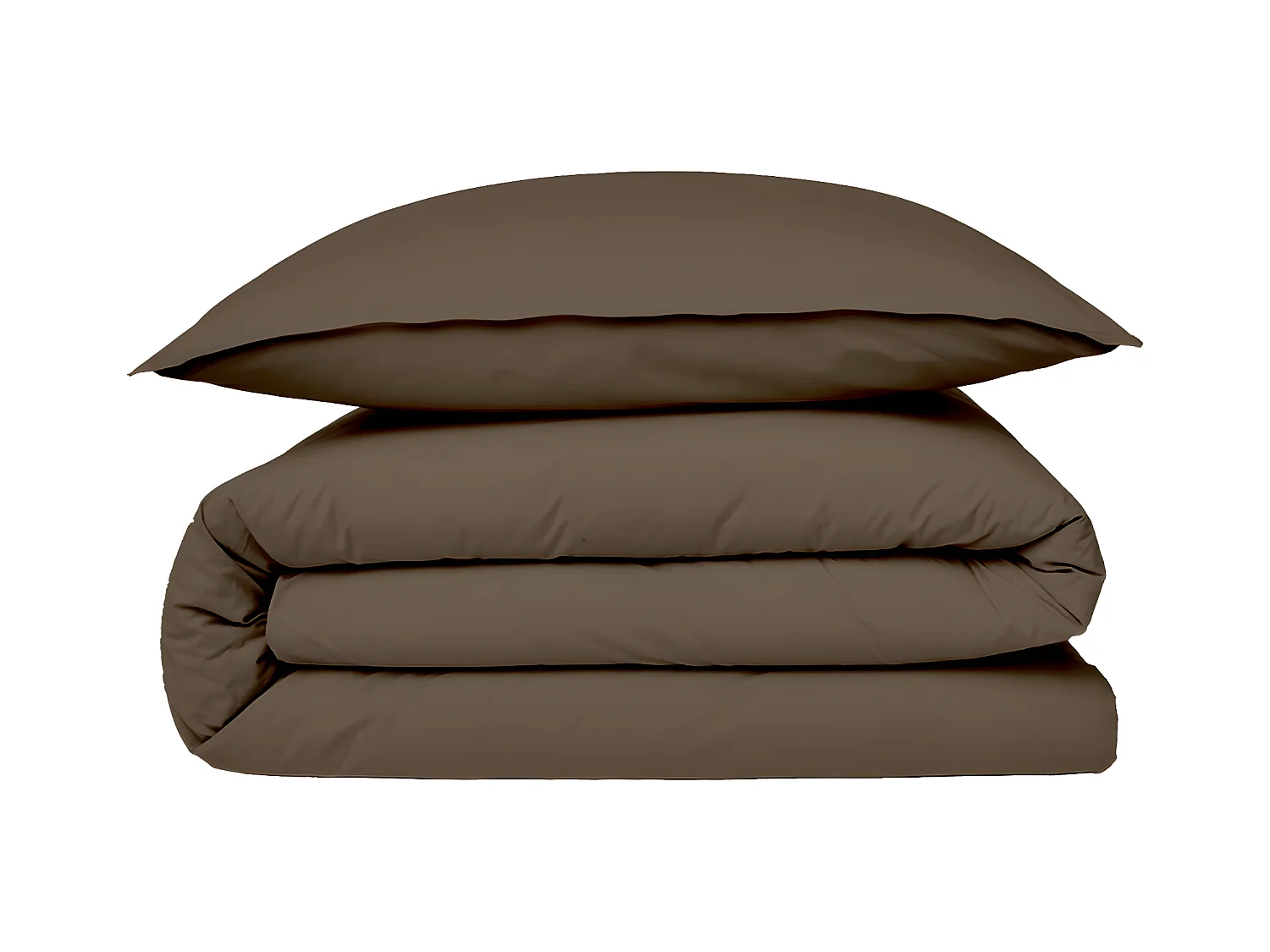 Housse de couette en coton 57 fils unie taupe 240x220cm