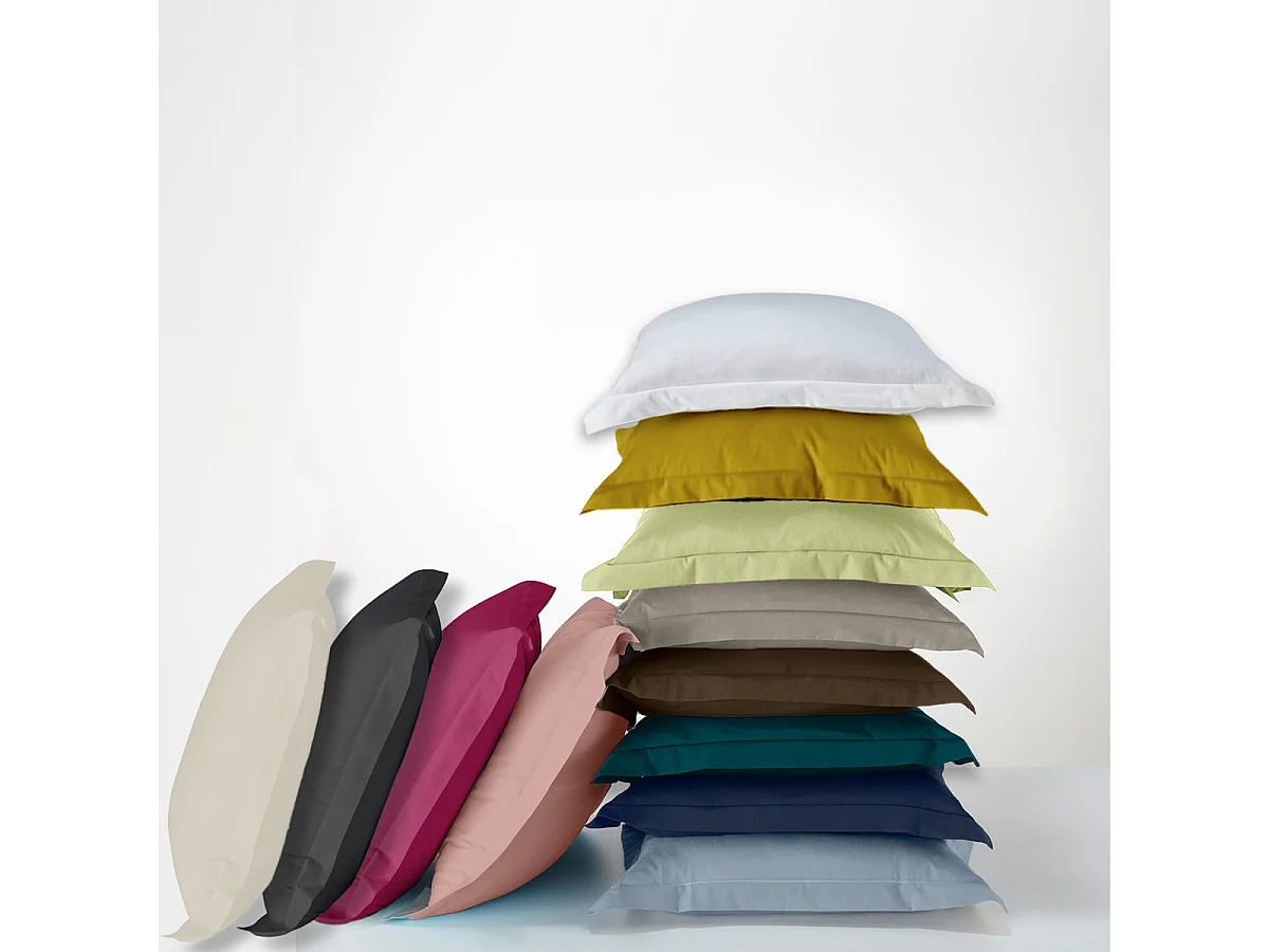 Housse de couette en coton 57 fils unie taupe 240x220cm