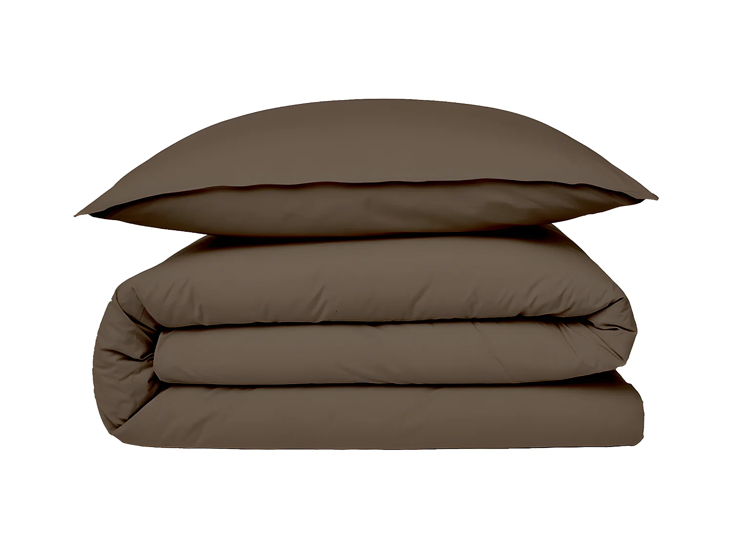 Housse de couette en coton 57 fils unie taupe 260x240cm