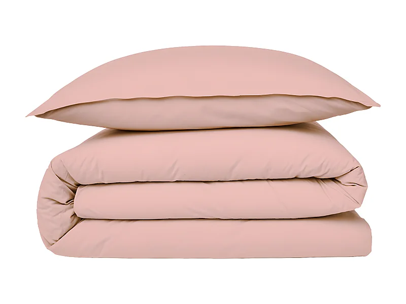 Housse de couette en coton 57 fils unie rose 140x200cm