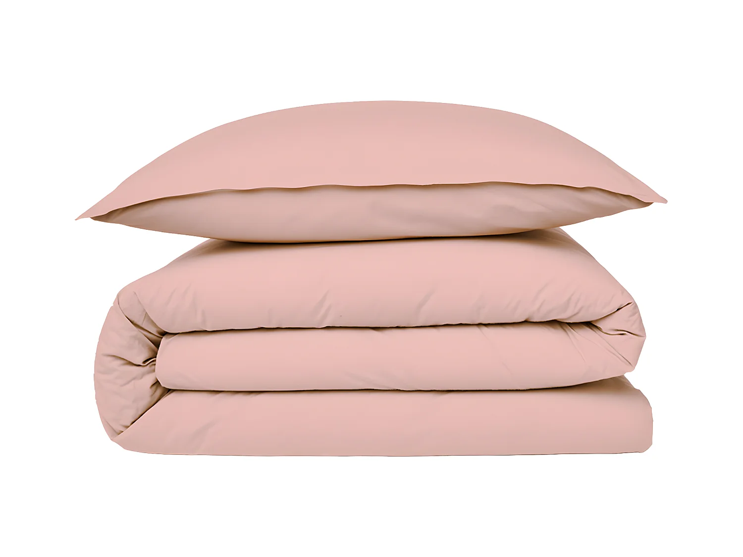 Housse de couette en coton 57 fils unie rose 140x200cm