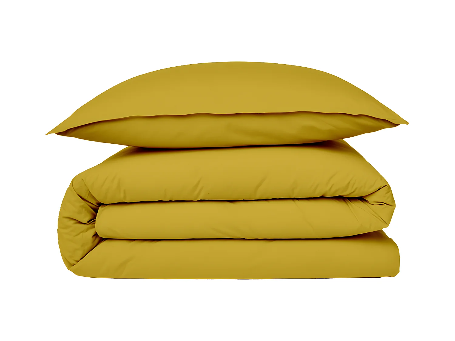 Housse de couette en coton 57 fils unie jaune moutarde 140x200cm