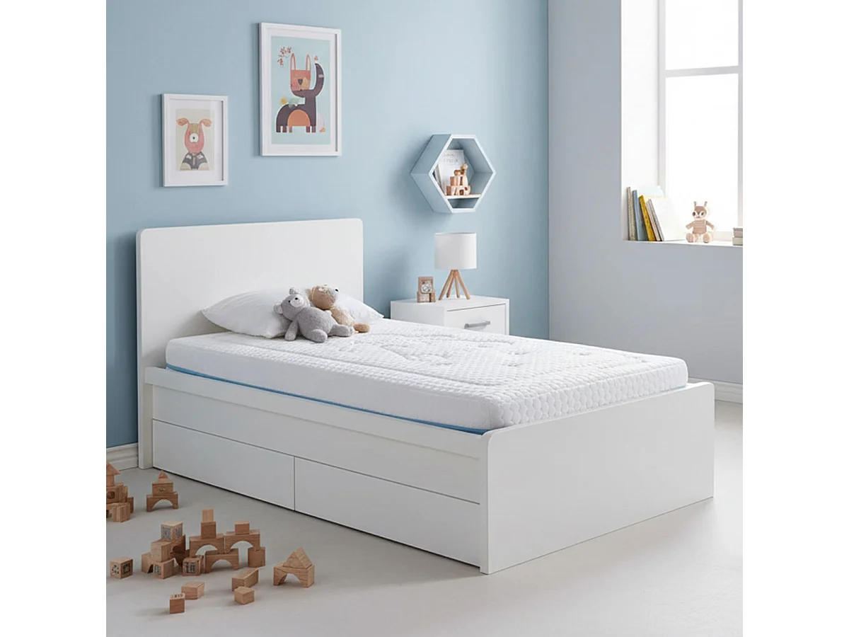 Matelas bébé Sweet Dreams Bleu - Mousse déhoussable - Fabriqué en France - 14 cm d'épaisseur - Accueil moelleux