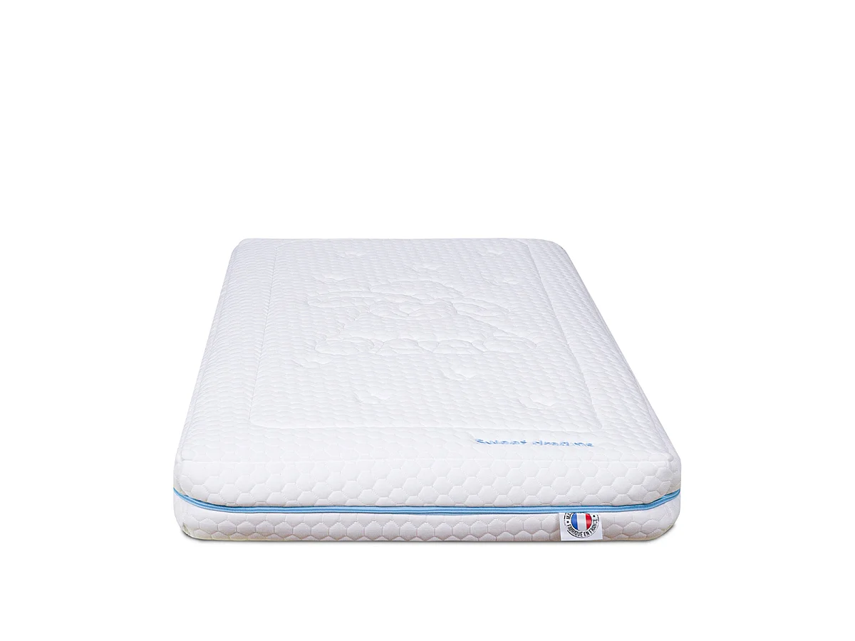 Matelas bébé Sweet Dreams Bleu - Mousse déhoussable - Fabriqué en France - 14 cm d'épaisseur - Accueil moelleux