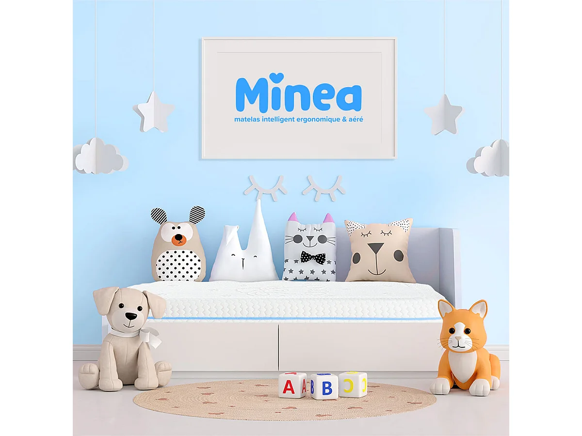 MINEA | Matelas SWEET DREAMS Bleu Bébé 70x140 cm | Mousses Haute Densité & supersoft
