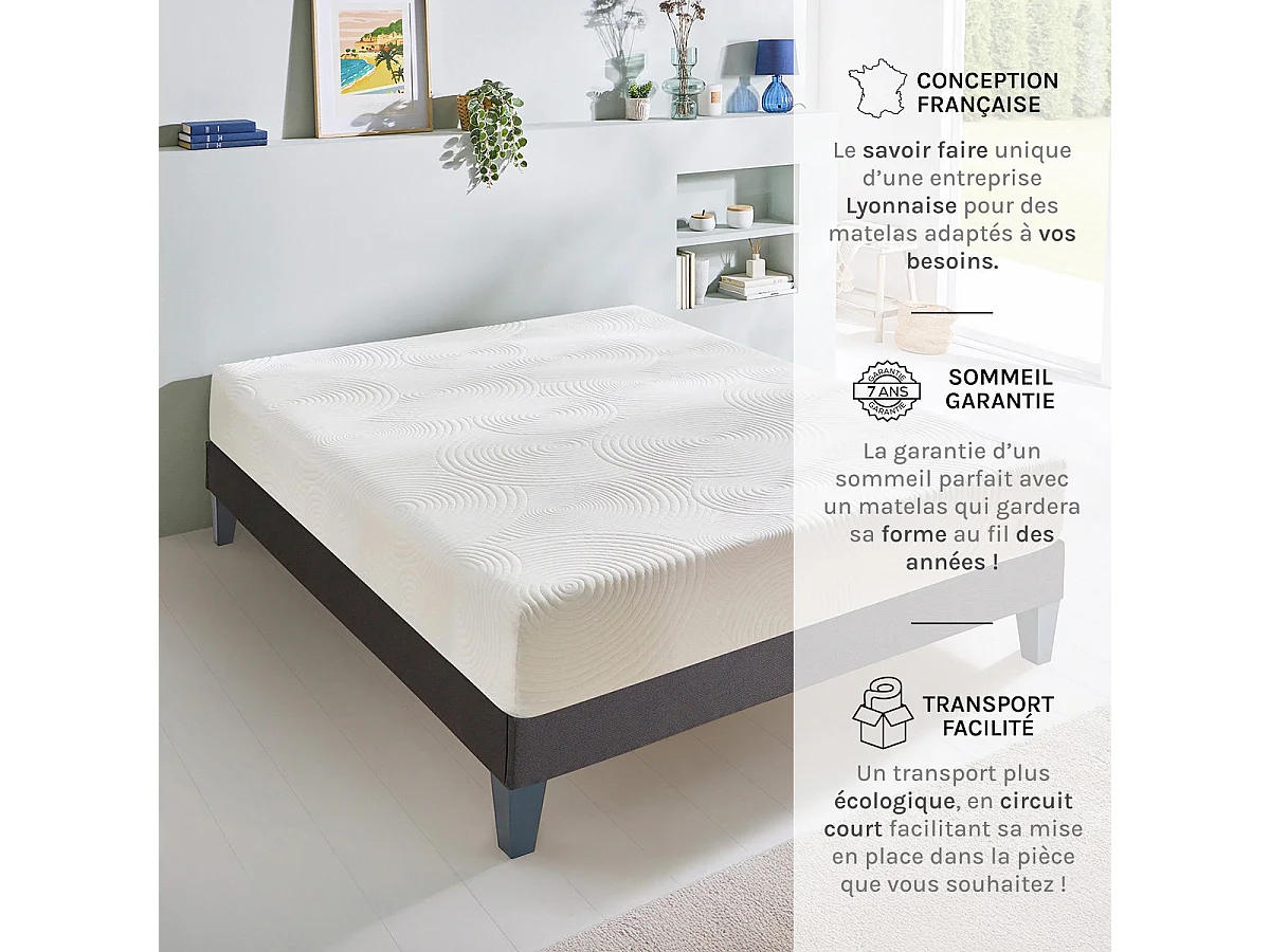 Matelas Vosges - Mousse haute densité - Équilibré - 15 cm - 90x200 cm