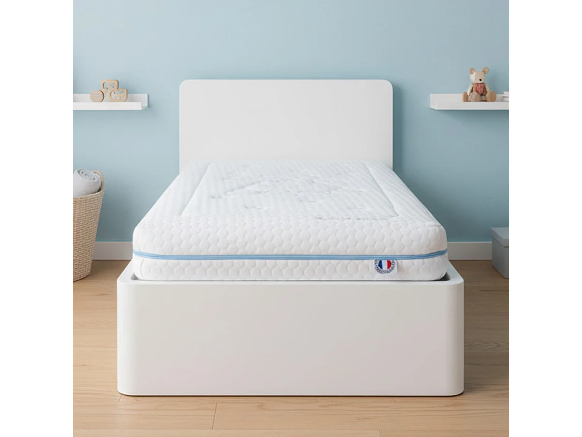 Matelas bébé Sweet Dreams Bleu - Mousse déhoussable - Fabriqué en France - 14 cm d'épaisseur - Accueil moelleux