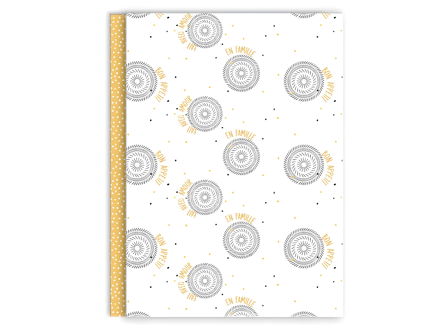 Lot de 2 torchons coton blanc et jaune 50x70cm EN FAMILLE
