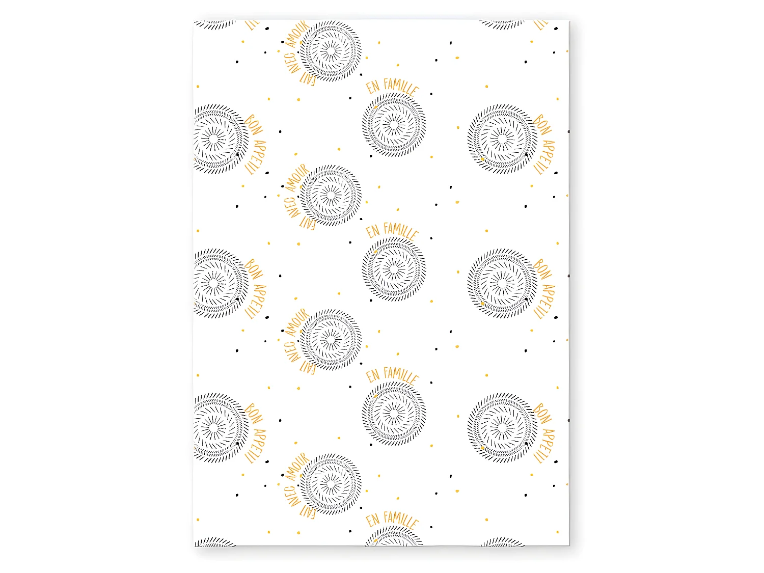 Lot de 2 torchons coton blanc et jaune 50x70cm EN FAMILLE