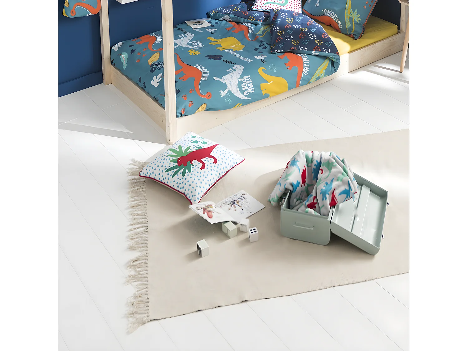 Plaid enfant polyester gris 130x150cm DINO