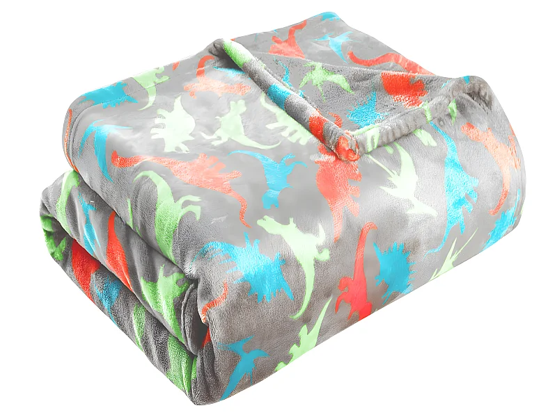 Plaid enfant polyester gris 130x150cm DINO