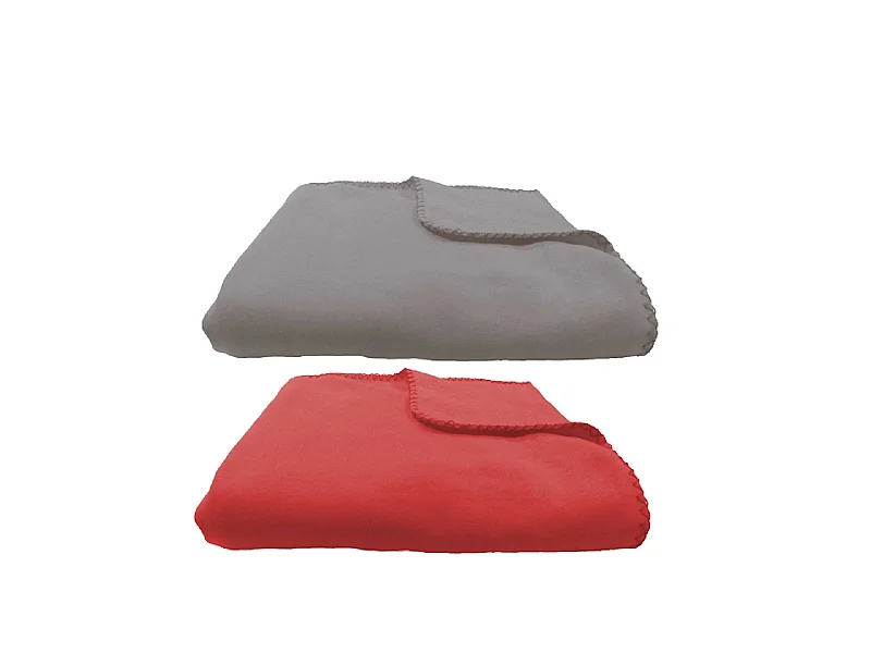 Lot 2 plaids gris et rouge polyester 130x150cm COOL